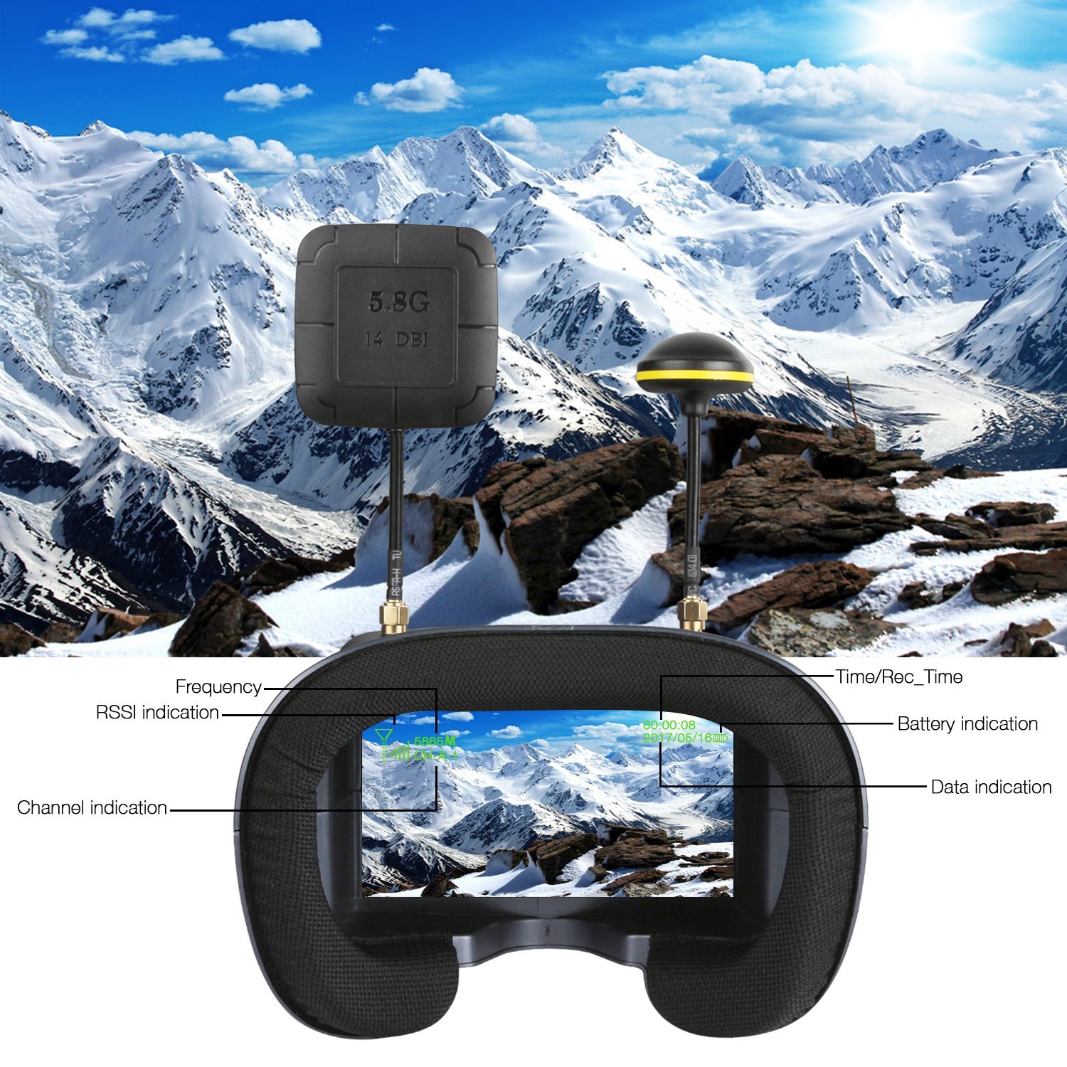 008D 5.8G 40CH 4.3 Inch 800*48 - огляд і ціна Skyzone Sky04O Pro Fpv Goggles